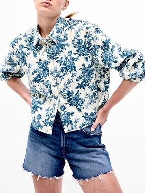 Gap × LoveShackFancy Organic Cotton Cropped Shirt